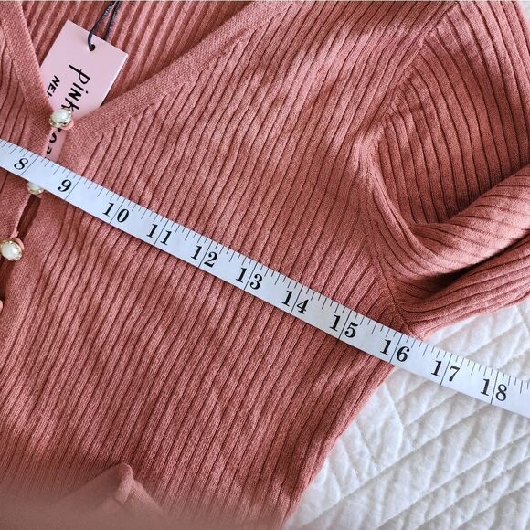 Pink Robin new york y2k 90s style cropped button down long sleeve blouse - Picture 8 of 10